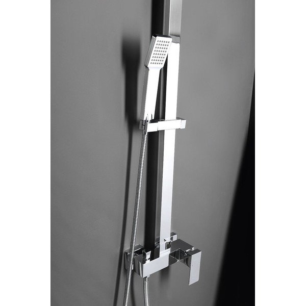 Läikiv hõbedane messingist dušikomplekt termostaatilise segistiga 118 cm Latus - Sapho-image-2