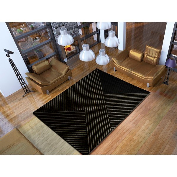 Must vaip Kuldsed triibud, 140 x 200 cm - Universal-image-1