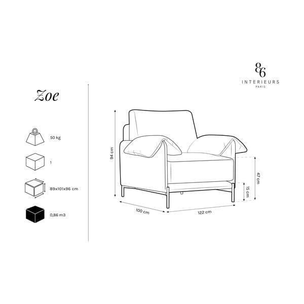 Must ja hall tugitool Zoe - Interieurs 86-image-4