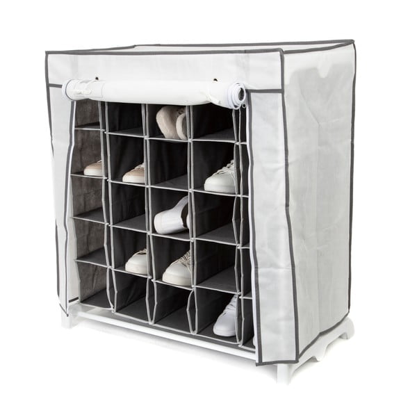 Must-valge tekstiilist jalatsiriiul Jalatsid, 25 lahtrit - Compactor-image-2