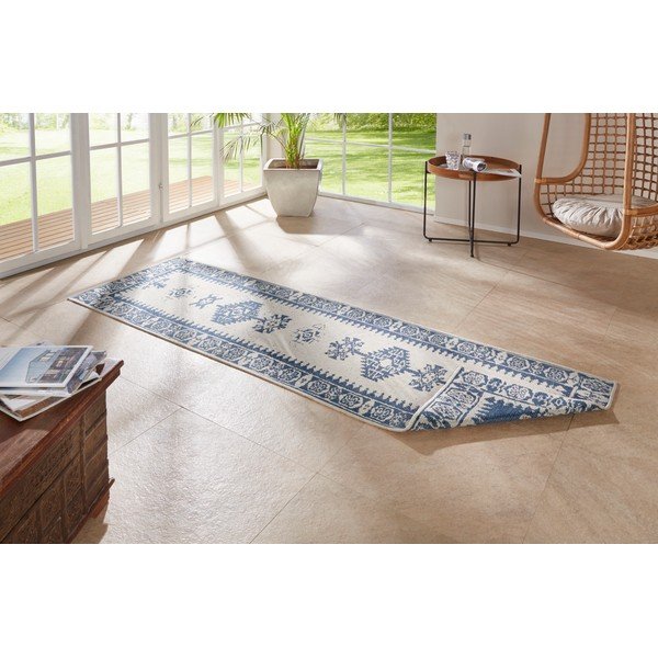 Sinine ja kreemikas õuevaip , 80 x 250 cm Duque - NORTHRUGS-image-2