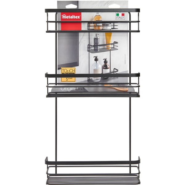 Must kolmetasandiline vannitoa riiul Origin - Metaltex-image-2
