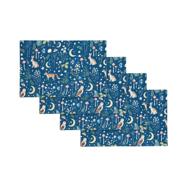 Puuvillased laualinad 4tk komplektis 30x46 cm Enchanted Twilight Animals - Catherine Lansfield