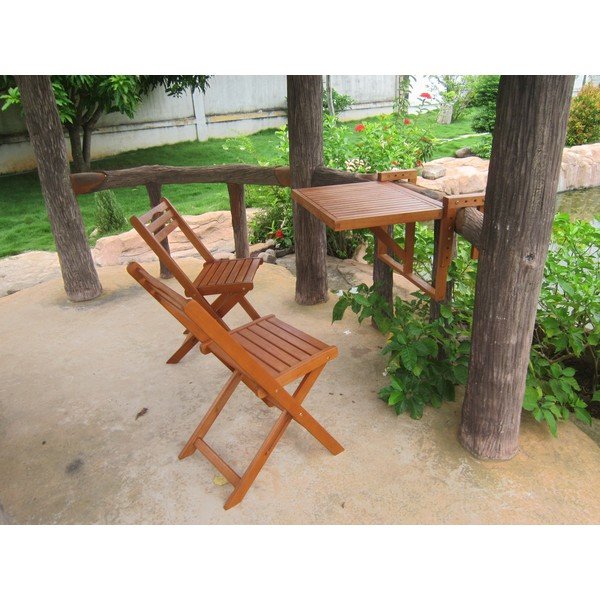 Komplekt 2 tooli ja ripplaud eukalüptipuidust Rõdu Berkeley - Garden Pleasure-image-1