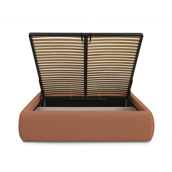 Oranž polsterdatud kaheinimesevoodi koos panipaiga ja voodipõhjaga, ilma peatsita 160x200 cm Inera - Bobochic Paris-image-4