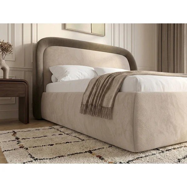 Taupe polsterdatud kaheinimesevoodi panipaigaga ja liistudest raamiga 160x200 cm Sam - Bobochic Paris-image-2