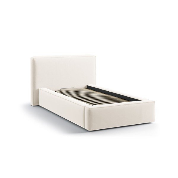 Kreem polsterdatud üheinimesevoodi koos panipaiga ja voodipõhjaga 90x200 cm Jodie - Micadoni-image-2