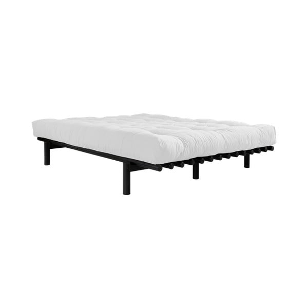 Dvoulůžková postel z borovicového dřeva s matrací Karup Design Pace Comfort Mat Black/Natural, 160 x 200 cm