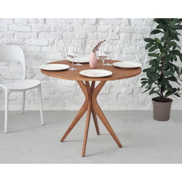 Ümmargune söögilaud saarespoonist lauaplaadiga ø 90 cm Jubi - Ragaba-image-1