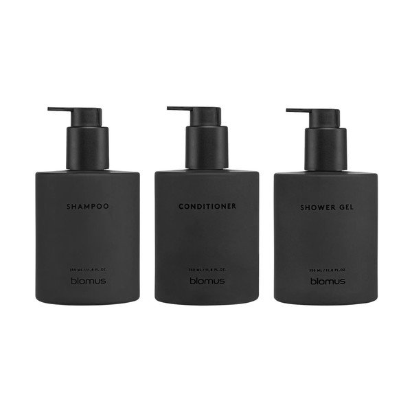 Mustad seinale kinnitatavad klaasist seebidosaatorid 3 tk komplektis 350 ml Kirei - Blomus-image-3