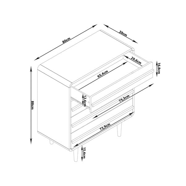 Must kõrge kapp tammepuust 80x88 cm Chantal - Støraa-image-3