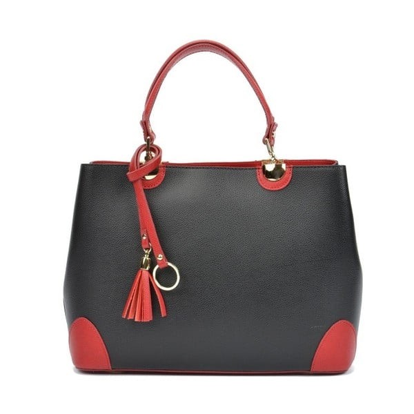 Černá kožená kabelka s červenými detaily Isabella Rhea Mismo