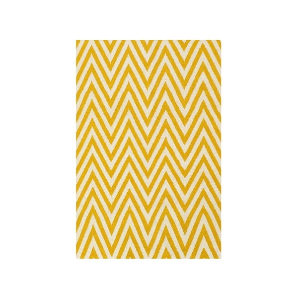 Vlněný koberec Zig Zag Yellow, 180x120 cm