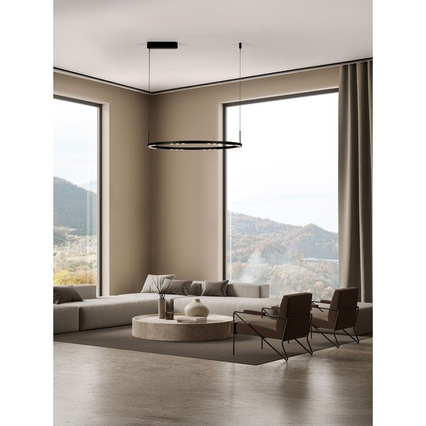 Mattmust alumiiniumist hämardatav LED-rippvalgusti ø 80 cm Lunette - Nova Luce-image-1