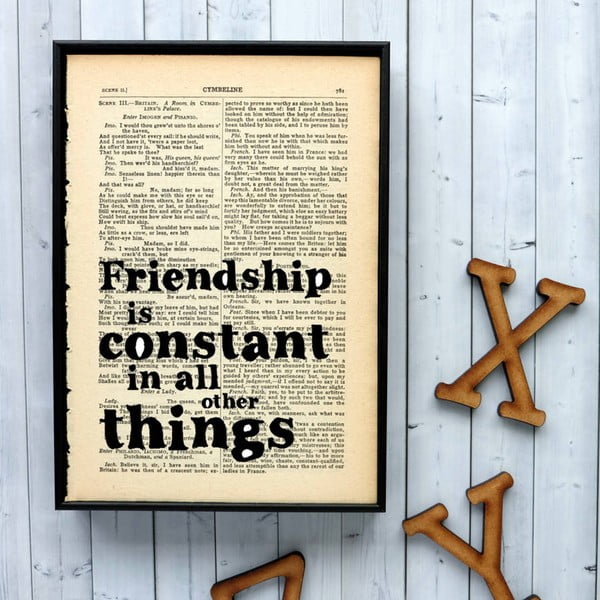 Plakát v dřevěném rámu Bookishly Shake Friendship