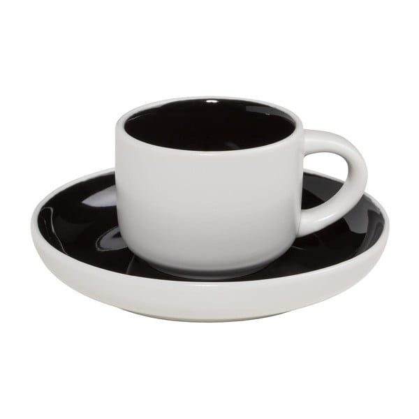 Must-valge portselanist espressotass taldrikuga Tint, 100 ml - Maxwell & Williams