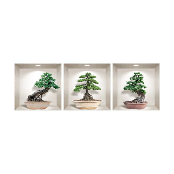 Komplekt 3 3D seinakleebist Ginseng Bonsai - Ambiance-image-2
