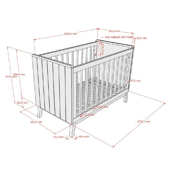 Beež männipuidust reguleeritava kõrgusega võrevoodi 60x120 cm Sezane - Vipack-image-3