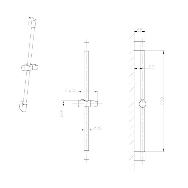 Kuldne roostevabast terasest dušilift 71 cm - Sapho-image-1