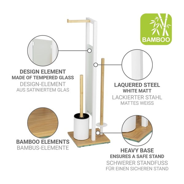 Valge tualettpaberihoidja harjaga Rivalta - Wenko-image-3