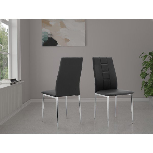 Mustad kunstnahast söögitoolid, 2 tk komplektis Edita - Støraa-image-1
