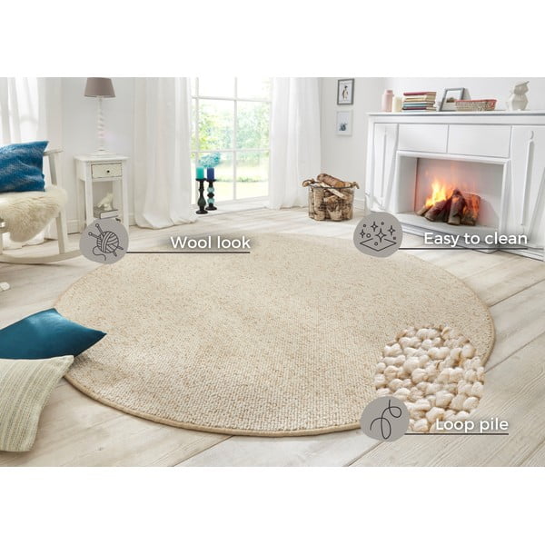 Kreem ümmargune vaip ø 133 cm Wolly – BT Carpet-image-4