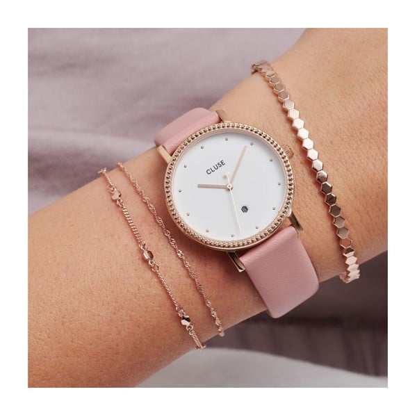 Roosa nahkrihmaga naiste käekell Le Couronnement - Cluse-image-4