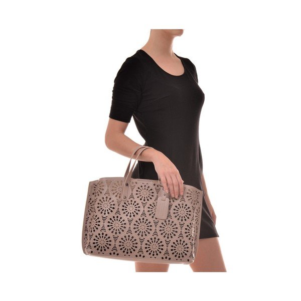 Růžovobéžová kožená kabelka Mangotti Bags Lulia-image-3