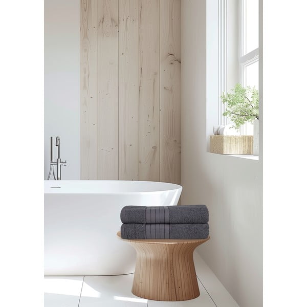 Antracitové froté bavlněné osušky v sadě 2 ks 70x140 cm – Good Morning-image-4