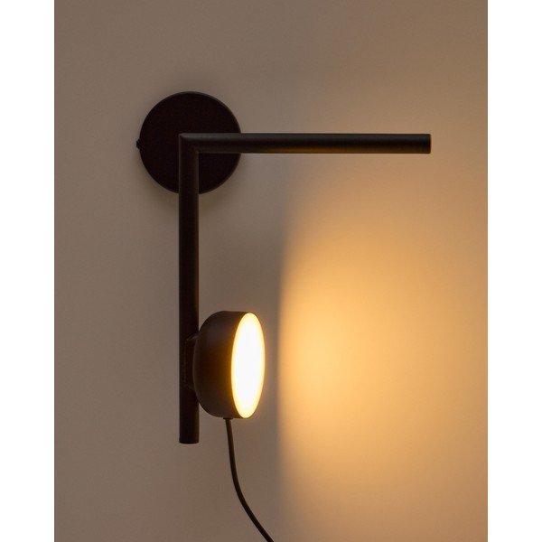 Must metallist hämardatav LED-seinavalgusti Orey - Kave Home-image-1