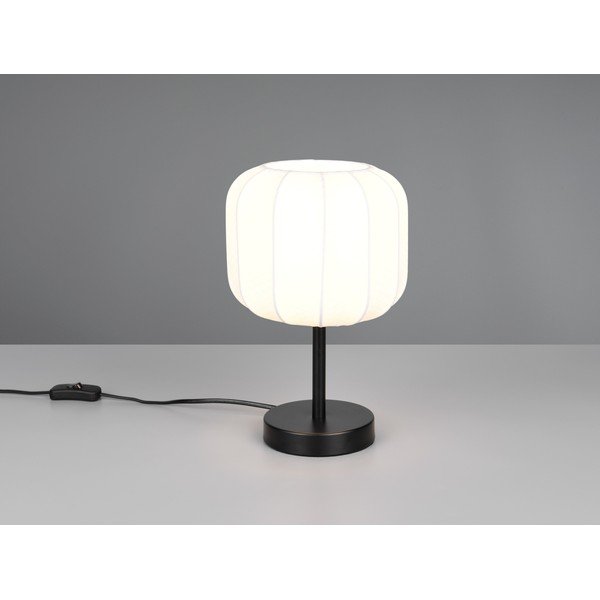 Valge/matt must metallist lauavalgusti tekstiilist varjuga (kõrgus 30 cm) Madleine - Reality-image-1