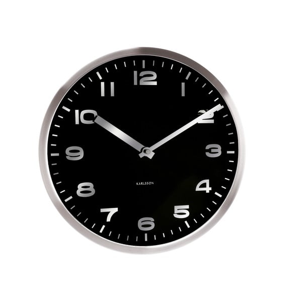 Černé hodiny Present Time Mirror Numbers