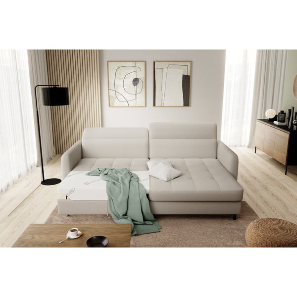 Beež bouclé-kangast lahtikäiv/sahtliga nurgadiivan (parem nurk/lamamisosaga) Gomsi – ELTAP-image-1