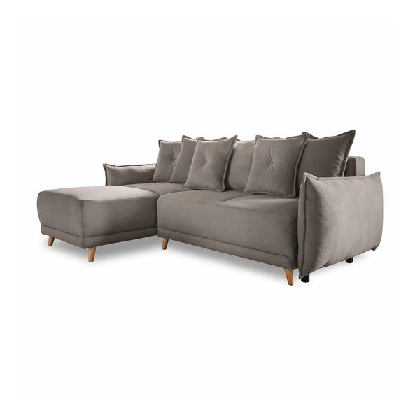 Helepruun velvetist nurgadiivanvoodi (muutuv nurk) Lazy Lukka - Miuform