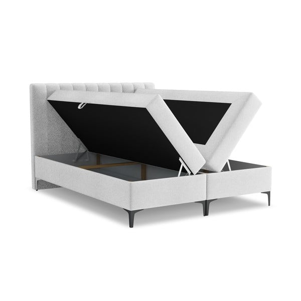 Boxspring voodi panipaigaga 180x200 cm hõbedases toonis Puhala – Makamii-image-1