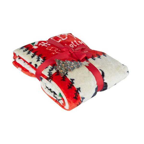 Punane jõulumotiiviga tekk 100x170 cm - Mila Home-image-1