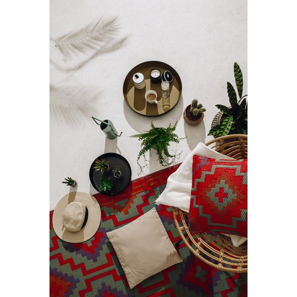 Oranž ja lilla kahepoolne õuevaip taaskasutatud plastikust oranž ja lilla, 120 x 180 cm Lhasa - Fab Hab-image-3