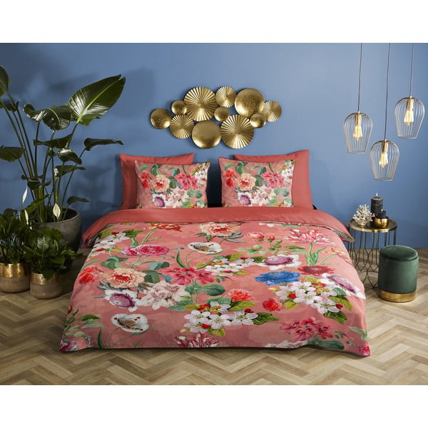 Oranž pikendatud satiin-puuvillast voodipesu kaheinimesevoodile 240x220 cm Amalia - Descanso-image-1