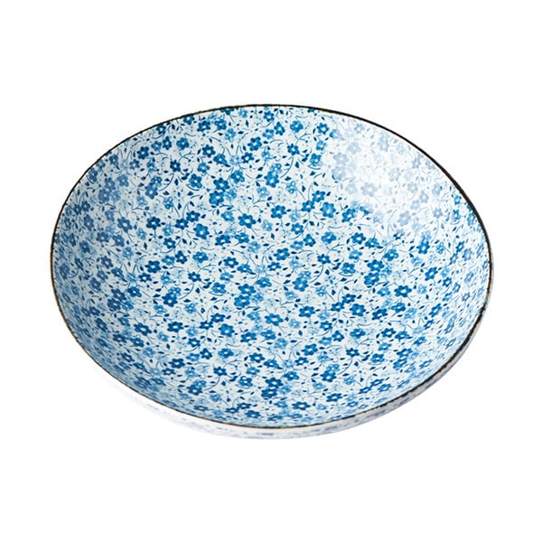 Valge/sinine keraamiline taldrik ø 21 cm Blue Daisy - MIJ