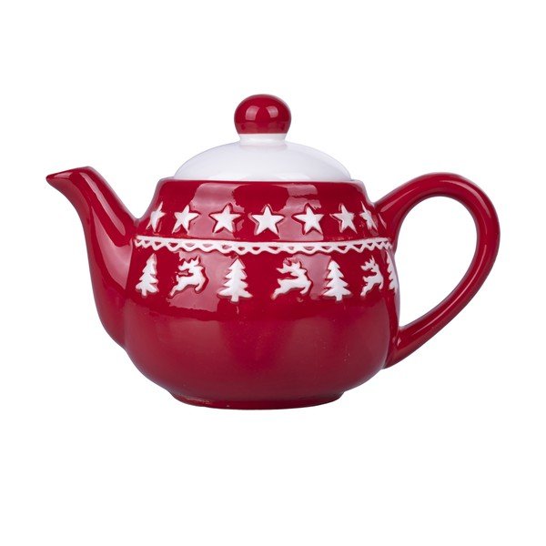 Punane ja valge jõulukeraamiline teekann 520 ml Xmas - VDE Tivoli 1996-image-2