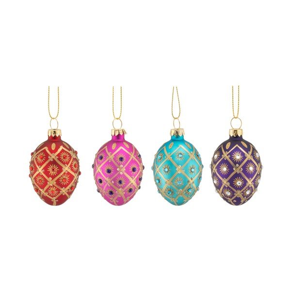 Klaasist jõulukuulid, 4 tk, 4 cm Diamante Oval – Sass & Belle