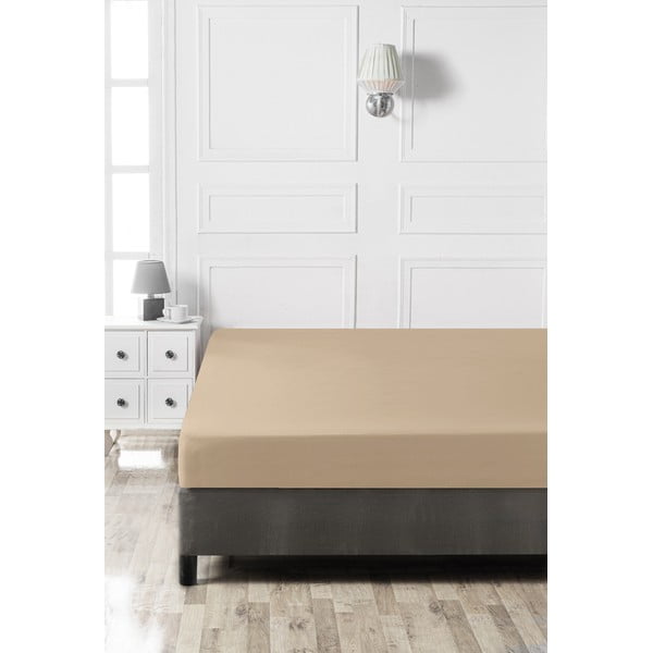 Beež puuvillane kummiga lina 140x200 cm - Mijolnir-image-2