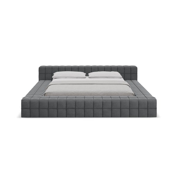 Tumehall polsterdatud kaheinimesevoodi koos voodipõhjaga 160x200cm Akela - Makamii-image-2