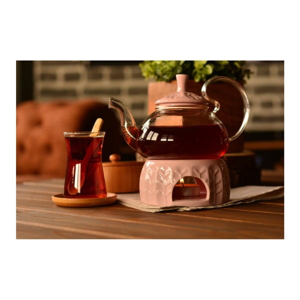 Skleněná čajová konvička s ohřívačem na čajovou svíčku Tasev, objem 600 ml-image-1