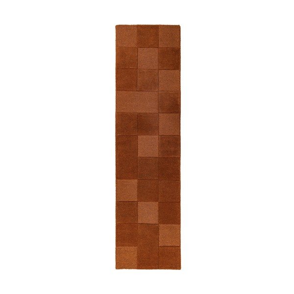 Käsitsi kootud villane vaip terrakota värvi 60x230 cm Checkerboard - Flair Rugs