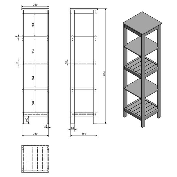Valge vannitoa riiul 36x156 cm Etide - Sapho-image-3