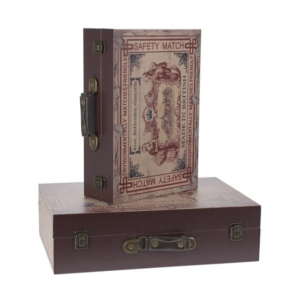 Sada 2 dřevěných úložných boxů InArt Matchbox, 46 x 31 cm