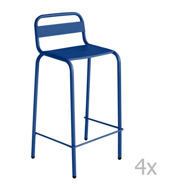 Sada 4 modrých barových židlí Isimar Barcelonita