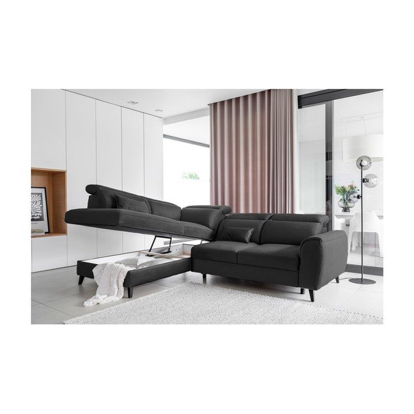 Tumehall sametist lahtikäiv/sahtliga nurgadiivan (vasak nurk/L-kujuline) Noble – ELTAP-image-3