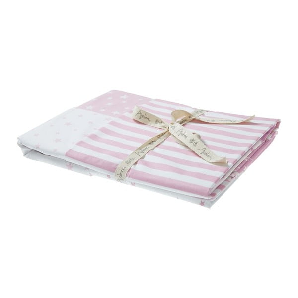 Růžové dětské bavlněné povlečení s prostěradlem na jednolůžko Mike & Co. NEW YORK Carino, 90 x 120 cm-image-2